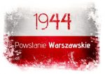 flaga Polski z napisem 1944 powstanie Warszawskie