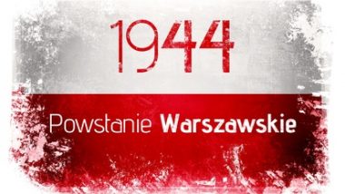 flaga Polski z napisem 1944 powstanie Warszawskie
