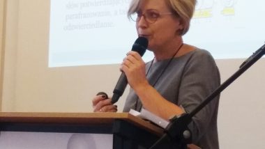 Ewa Rutkowska, Dyrektor MOS w Żychlinie, podczas wykładu